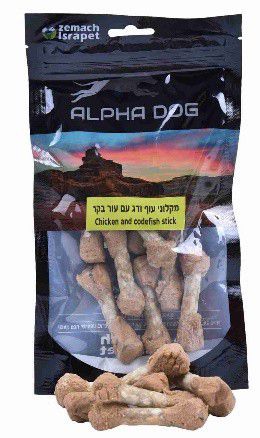 חטיף אלפא דוג מקלוני עוף ודג (1 יח' - 20 יח')