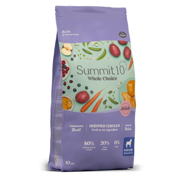 סאמיט 10 סניור לייט הול צ’ויס עוף ודגים ללא דגנים 10 ק"ג